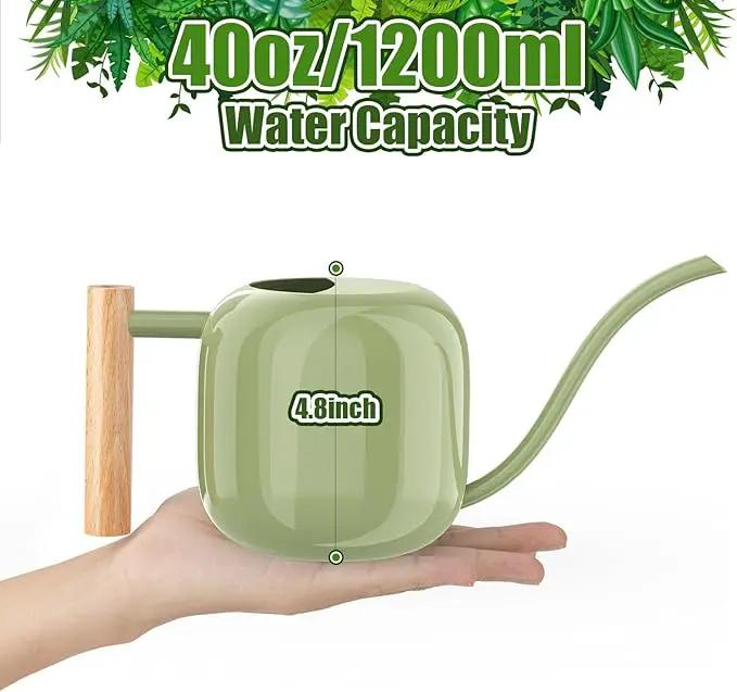 Green Moon Watering Can Indoor Plants 1.2L/41oz Sage Green Water Can Indoor Metal Small Water Can Pot with Long Spout for House Bonsai Plants Garden Flower Decorative by GreenHaven Gardens