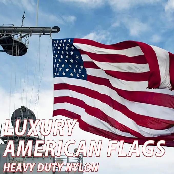 AZCOVER American Flag 8x12 FT Us Flag for Outside USA Heavy Duty Nylon American Flags for Outdoor with Embroidered Stars Sewn Stipes and Brass Grommets All Weather Lasting United States Flag by GreenHaven Gardens