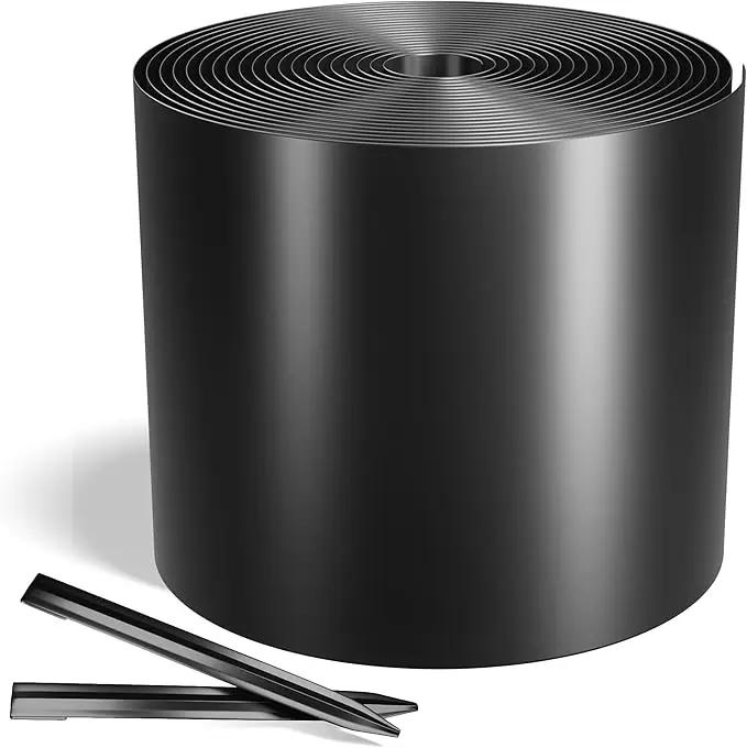 Worth Galvanized Steel Landscape Edging 10" x50' Metal Garden Edging Roll Flexible Bender Border with 16Pcs Stakes for Lawn, Flower Bed Edges, Black by GreenHaven Gardens