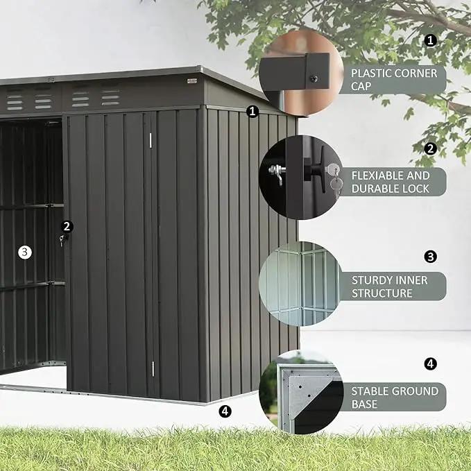 Domi Outdoor 5’ x 3’ Storage Shed, Metal Sheds Tool Storage Slope Roof with Lockable Door & Air Vents, Outdoor Galvanized Steel Sheds for Backyard,Garden,Patio,Lawn by GreenHaven Gardens