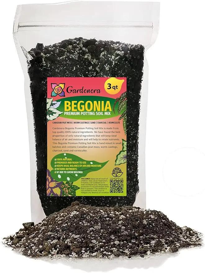 Begonia Plant Potting Soil - Enhance Blooming Beauty and Health with Professional Grade Nutrient-Rich Mix - 3 Quart by GreenHaven Gardens