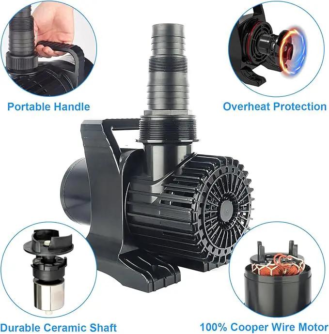 Outdoor Extra Large 11800gph-850W 32.8FT Pond Water-fall & Kio Fish Fountain-s& Garden Pump Submersible IPX8: Long 32.8FT Cord Smart-er&Quieter Duck&Yard&Patio Ponds Pumps,1 Barrier Pump Bag by GreenHaven Gardens