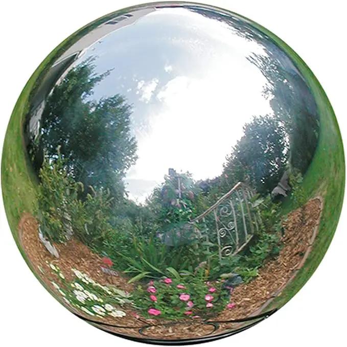 30 cm/12 inch Diameter Gazing Globe Mirror Ball,Silver Stainless Steel Polished Reflective Smooth Garden Sphere,Colorful and Shiny Addition to Any Garden or Home by GreenHaven Gardens