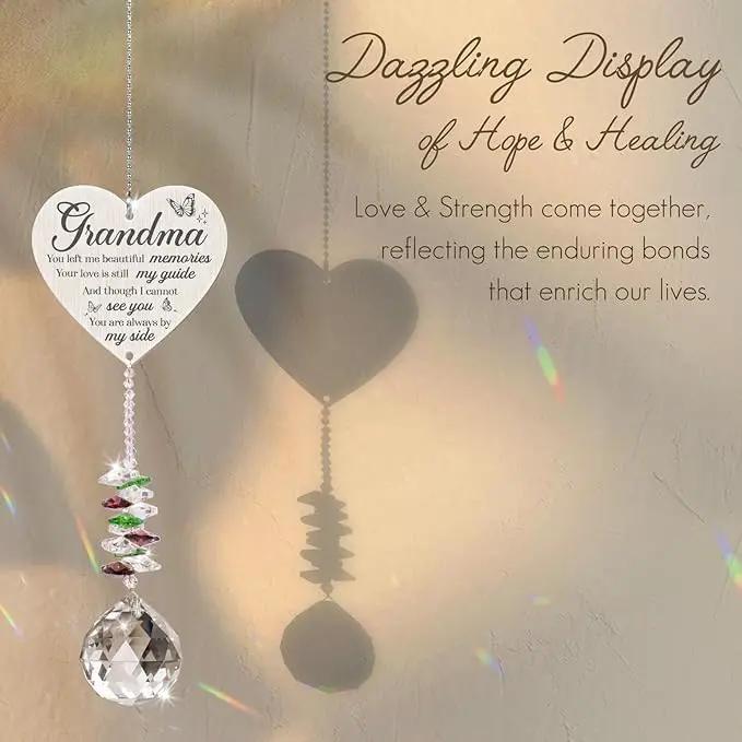 Grandma in Heaven Memorial Crystal Suncatcher Gifts,Sympathy Gifts for Loss of Grandma,Hanging Crystals Ornament for Window Rainbow Maker Prisms Home Decor Gift by GreenHaven Gardens
