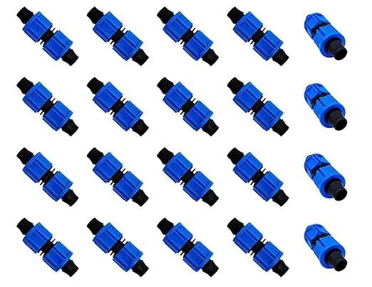 20pcs Drip Irrigation Coupling, Blue Connector Farm Irrigation Tools, Universal Joint Drip Irrigation Tube Fitting Set (0.78 Inch) by GreenHaven Gardens