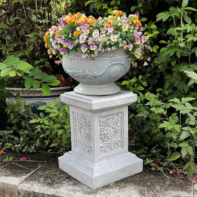 Classic Statuary Stand Garden Pedestal Sculpture Decor Plinth Base Riser, Outdoor or Indoor Resin Statuary Pedestal, 12.6"(H) x 9.5"(L) x 9.5"(W) by GreenHaven Gardens