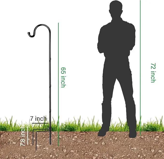 GOFORWILD Shepherd’s Hooks 4 Pack Black, 65 inches Tall, Made of Premium Metal for Garden Decor, Plant Hanger, Lantern Hook, Garden Stake and Wedding Decor, 7016 by GreenHaven Gardens