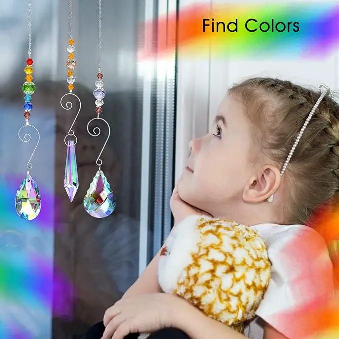 Crystal Suncatchers, RIFNY Hanging Crystals Ornament Sun Catcher with Chain, 9 Pack Glass Beads Ball Prisms Pendant Rainbow Maker for Window Home Office Garden Decoration by GreenHaven Gardens