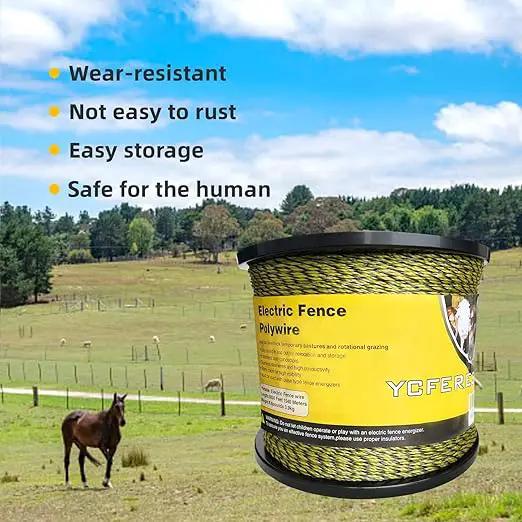 Upgraded Electric Fence Polywire 5050 Feet 1540 Meters, 6 Stainless Steel Strands for Reliable Conductivity and Rust Resistance, Portable Electric Fencing,UV, Rust Resistant by GreenHaven Gardens