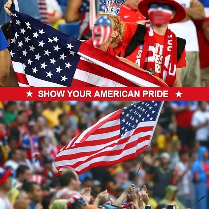 American USA Pleated Fan Flag, 2x4 Feet USA Bunting Decoration Flags Embroidered Patriotic Stars & Sewn Stripes Canvas Header Brass Grommets. (3x5Ft American Flag) by GreenHaven Gardens