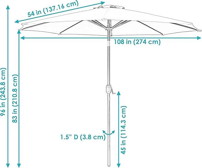 Sunnydaze Outdoor Patio Umbrella - Polyester Table Market Umbrella with Push-Button Tilt and Crank - 8 Sturdy Ribs - Red - 9ft by GreenHaven Gardens