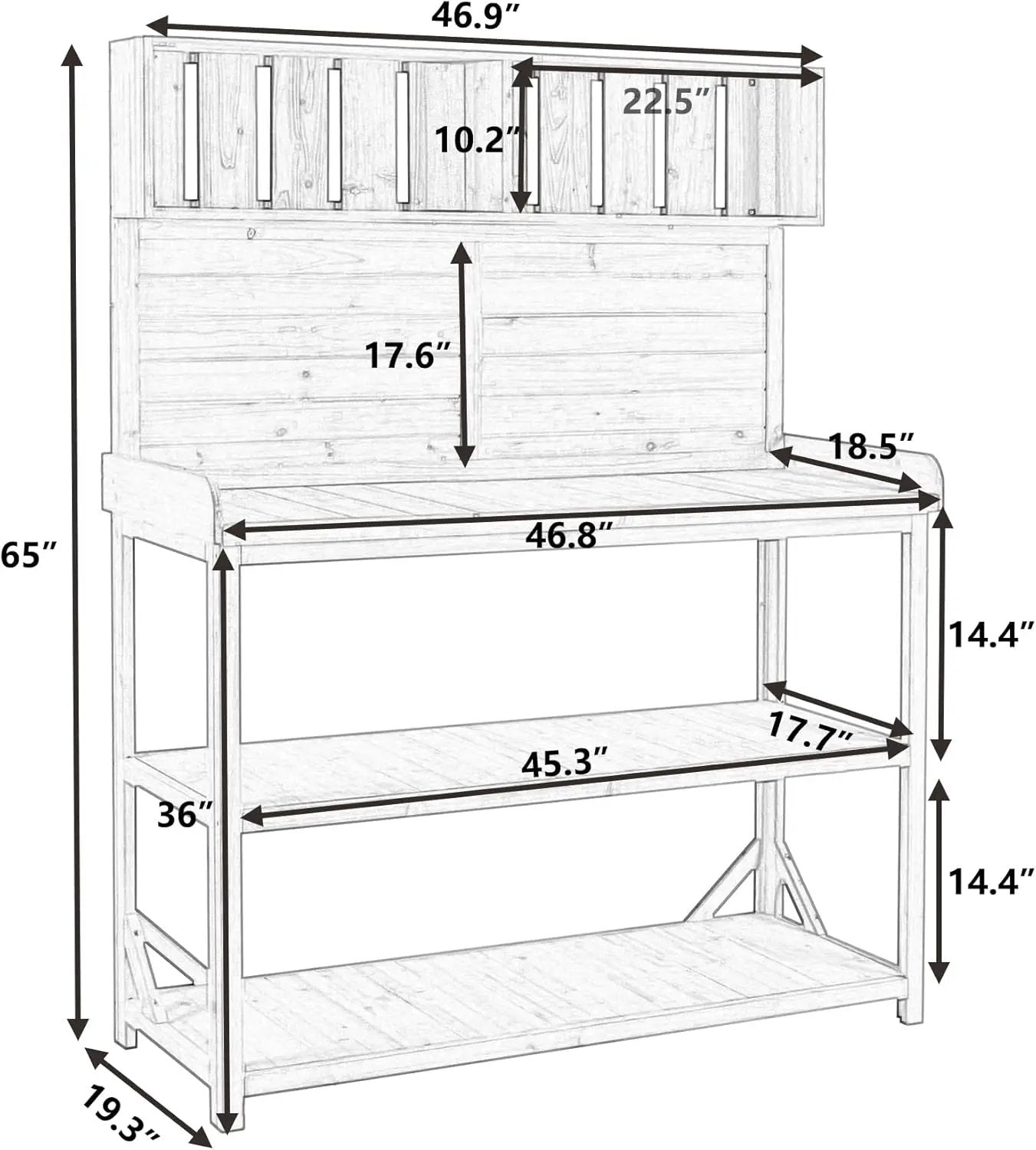 Merax 65" Large Wooden Farmhouse Rustic Outdoor Potting Bench Table with 4 Storage Shelves and Side Hook, Patio Workstation, for Garden, Backyard, Green by GreenHaven Gardens