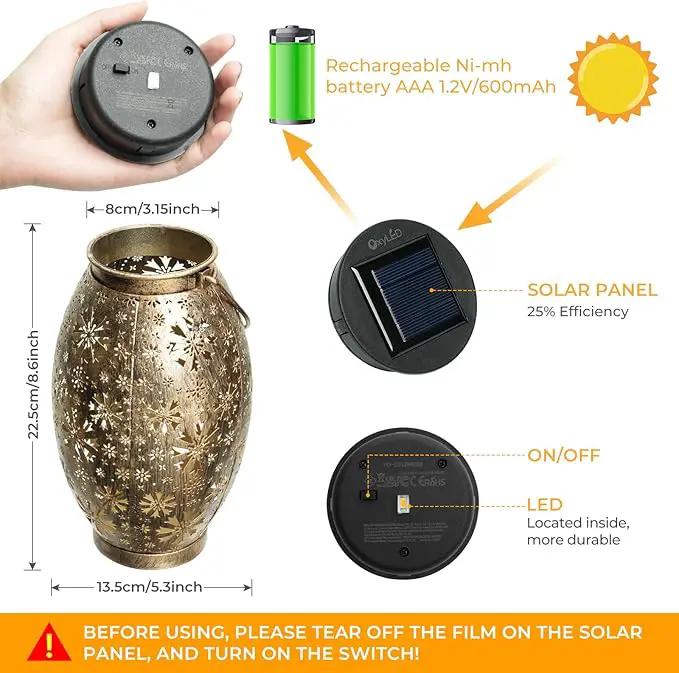 Solar Lanterns Outdoor Waterproof - 2 Pack Hanging Solar Lights Outdoor, Halloween Decorative Retro Metal Lanterns with Handles for Yard, Patio, Tabletop, Pathway, Gardening Gifts for Women Men by GreenHaven Gardens