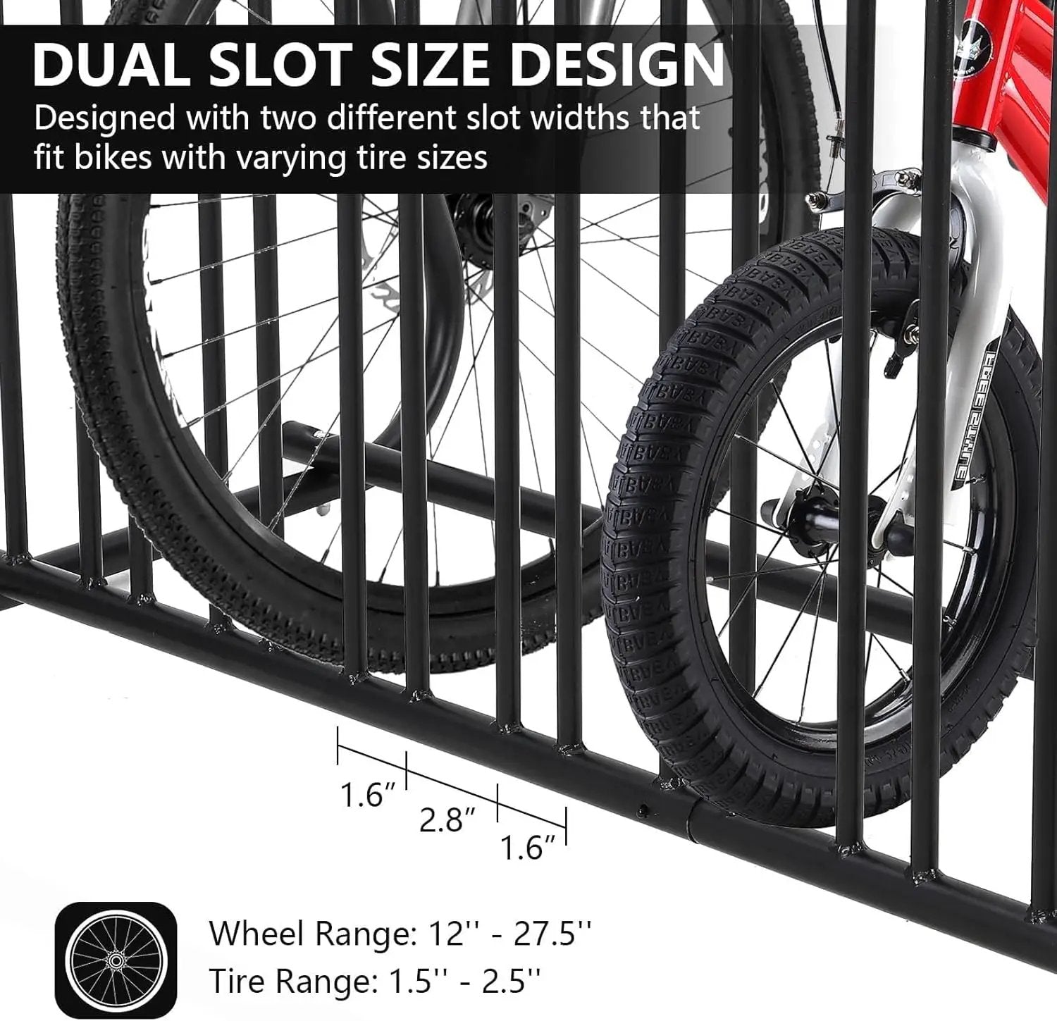 Commercial Floor Bike Rack Stand-10 Bike Rack,Dual Slot Size and Dual-Side Design,Premium Steel, Superior Stability, Suitable for Various Locations,Black by GreenHaven Gardens