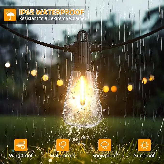 FOOMAN LED Outdoor String Lights, 100FT Outside Waterproof Patio Lights with 50+3 Shatterproof ST38 Edison Bulbs, 2700K Warm White Hanging Light, Dimmable Light for Back Yard Porch Party Gezebo by GreenHaven Gardens