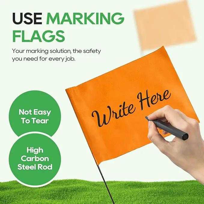 Zozen 50Pack Fluorescent Orange Marking Flags, Writable/15x4x5 Inch, Yard Flags for Lawn & Irrigation & Landscape & Sprinkler & Survey & Dog Training. by GreenHaven Gardens