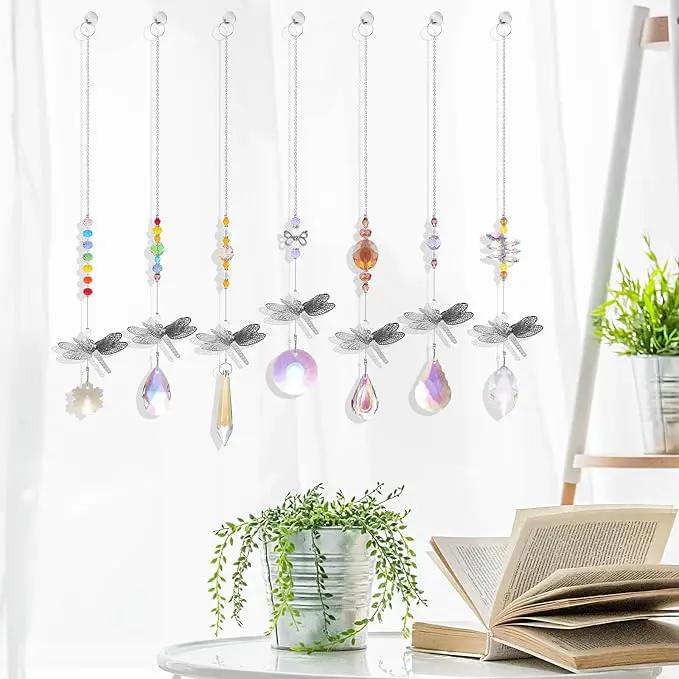 Pack of 7 Crystal Suncatchers Dragonfly Pendant Rainbow Maker Hanging for Window Wedding Garden Decor by GreenHaven Gardens
