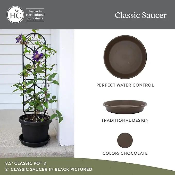 The HC Companies Flower Pot Saucers - Plastic Plant Saucer for Outdoors & Indoors - Traditional Design Plant Pot Trays for Water Drainage - Durable & Stylish Round Plant Tray (16-inch Clay) by GreenHaven Gardens