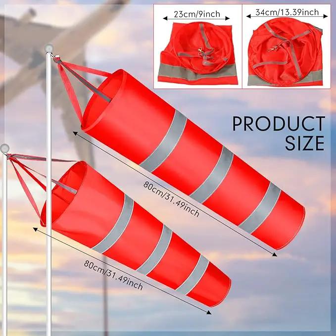 2 Pcs Airport Windsocks Measurement Sock Bag with Reflective Belt Oxford Fabric Ripstop Wind Sock Wind Direction Indicator Windsocks Outdoor Aviation Flag for Airport Farm, 31.5 Inch, 39 Inch(Red) by GreenHaven Gardens