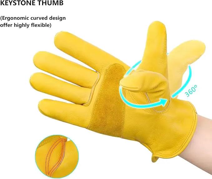 DULFINE Leather Work Gloves for Men & Women, Reinforced Durable Gardening Gloves,Cowhide Work Gloves,Puncture & Cut Resistant by GreenHaven Gardens