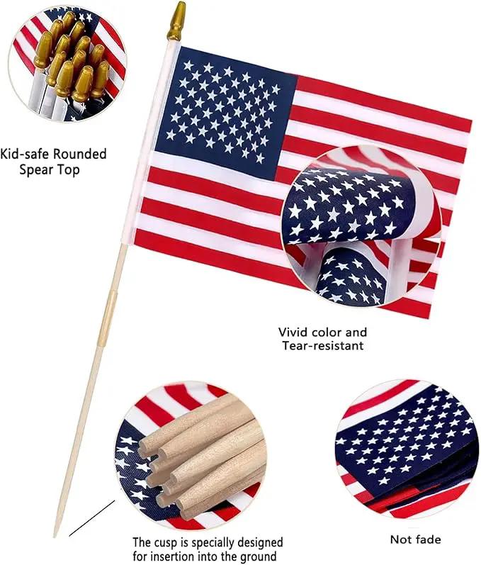 24 Pack 12x18 Inch American Flags For outside, US Flags with Kid-Safe Spear Top, Pluggable ground Multi-Purpose wood Flagpole , Patriotic Decorations, Memorial Day, 4th of July decorations,Independence Day Patriotic Holiday Yard Garden Flags by GreenHaven Gardens