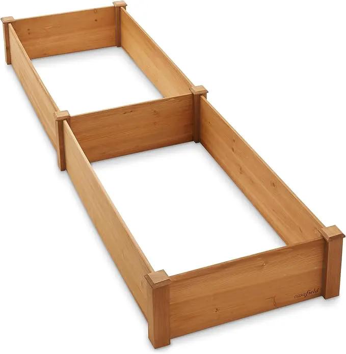 Casafield Outdoor Raised Garden Bed - Wooden Planter Box for Vegetables, Grass, Lawn, and Yard - 96 x 28 x 10, Natural by GreenHaven Gardens