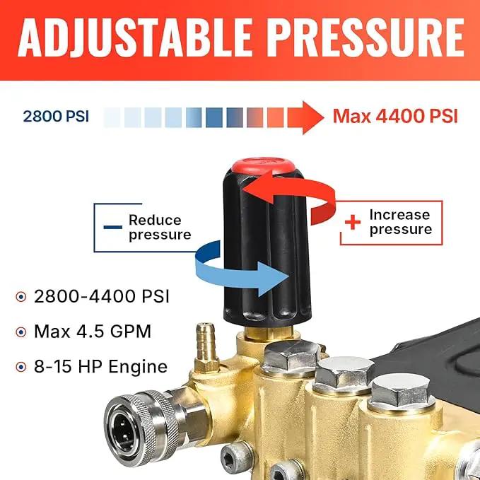 YAMATIC Horizontal Triplex Plunger Pressure Washer Pump 1" Shaft 4400 PSI 4.5 GPM, Replacement for Simpson AAA 90034, 90039,90038, Honda GX340, GX390, GX270 for Industrial Gas Powered Washers by GreenHaven Gardens