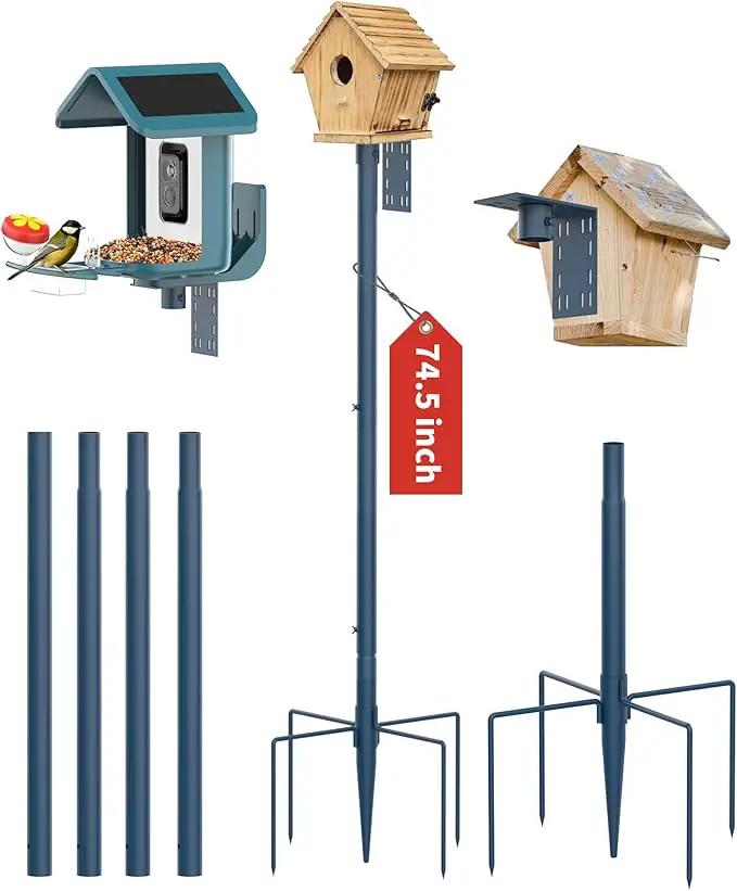 Bird Feeder Pole Stand – 74.5 Inch Height Feeding Station with 1-Inch Dia Heavy Duty for Hanging Feeders, Bird House Pole Mount Kit for Outdoor, Slip-Fit Connection，Blue by GreenHaven Gardens