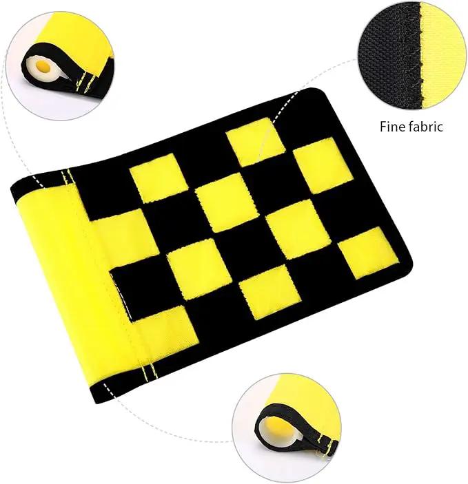 Golf Flag, Solid Nylon and Checkered Training Putting Green Flags, Indoor Outdoor Backyard Garden Portable Target Flags, 8.7inch*6inch (Yellow-Black) by GreenHaven Gardens