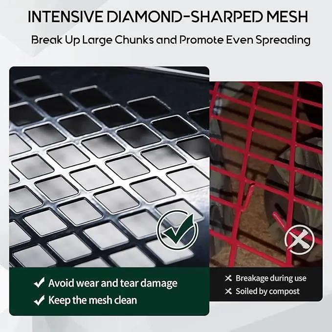 Compost and Peat Moss Spreader with Updated 2 in 1 ATV & T Shaped Handle, 16”WX48”L, Lawn and Garden Peat Moss Roller w/Laser Cutting Wire Mesh Baskets for Spreading Manure, Topsoil by GreenHaven Gardens