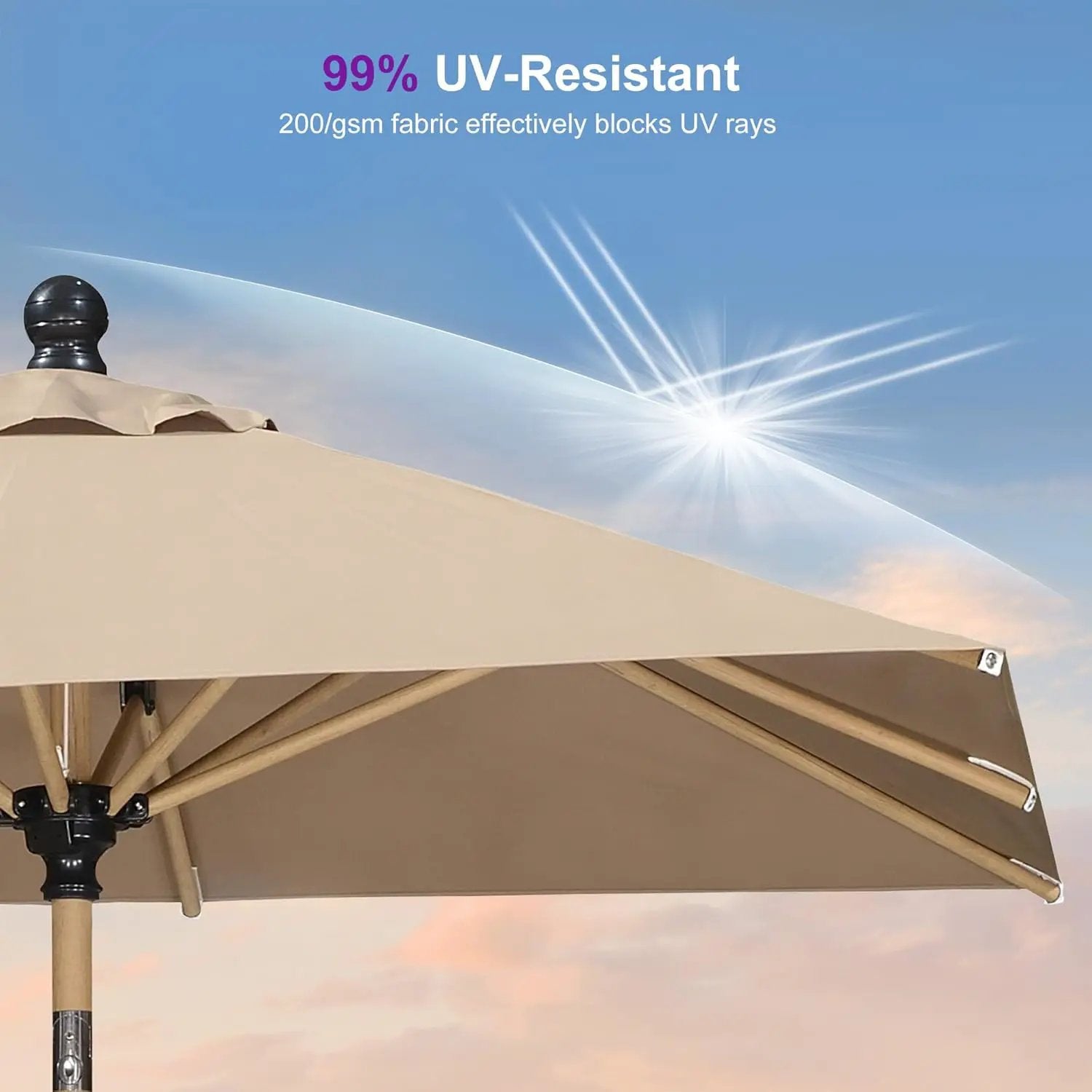 PURPLE LEAF 6' x 6' Market Umbrella Outdoor Table Umbrella Aluminum Patio Umbrella with Push Button Tilt & 8 Sturdy Ribs and Crank Outdoor Umbrellas for Deck Backyard Beach, Taupe by GreenHaven Gardens