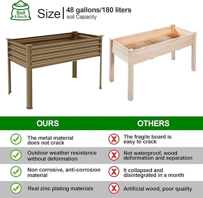 Land Guard Galvanized Oval Large Metal Raised Garden Bed with Legs for Vegetables (Beige) by GreenHaven Gardens