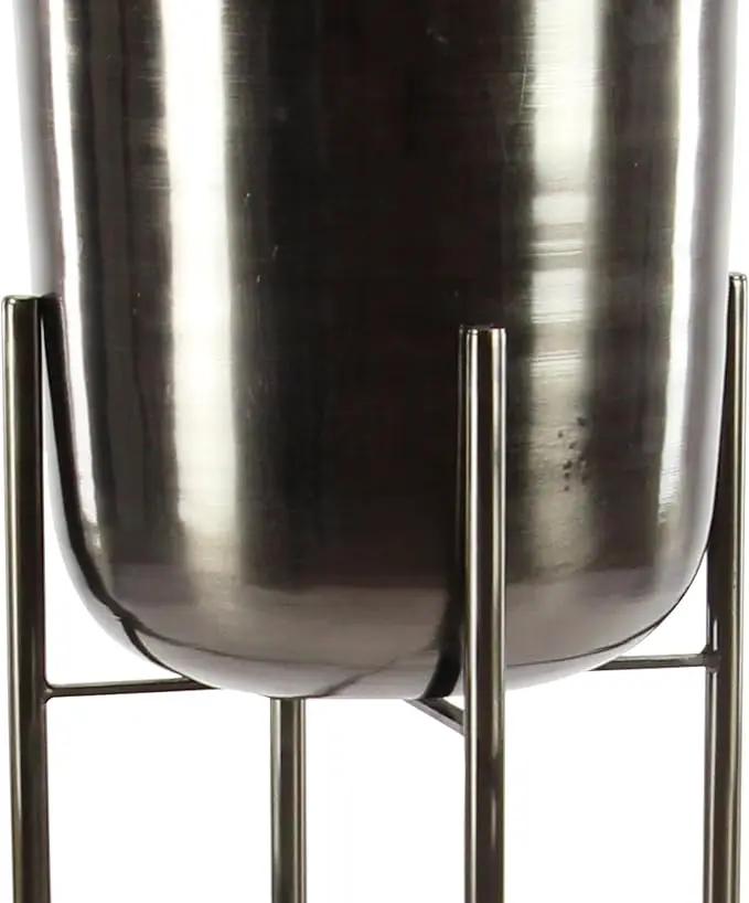 CosmoLiving by Cosmopolitan Metal Indoor Outdoor Planter Dome Large Planter Pot with Removable Stand, Set of 2 Planters 39", 46"H, Black by GreenHaven Gardens