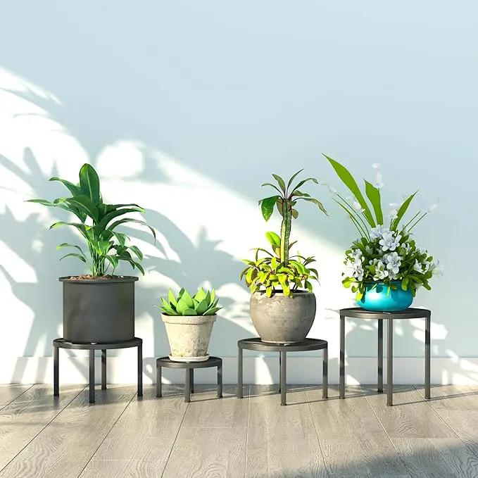 Zhongma Set of 4 Metal Plant Stand for Heavy Potted Plant for Home Indoor and Outdoor, 220 LBS Capacity & Heavy Duty Construction, Sturdy Plant Riser without Installation Required by GreenHaven Gardens