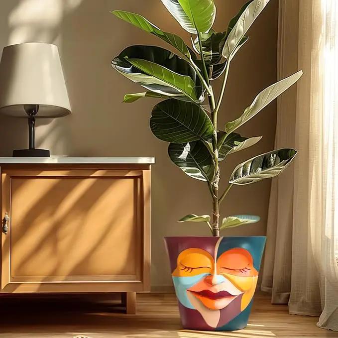 GUGUGO 10 Inch Abstract Head Planter Pots, Unique Face Plant Pot with Drainage, Funny Flower Pots for Indoor Plants, Eclectic Home Decor Aesthetic by GreenHaven Gardens
