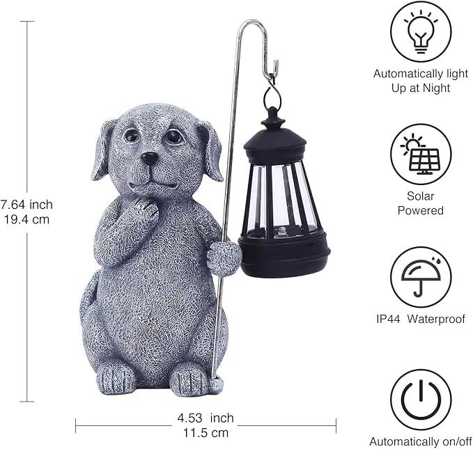 Dog Statue with Solar Lantern - Outdoor Decor Dog Figurines for Garden Lawn Patio Balcony, Outdoor Statues Unique Gifts for Women Moms Grandma by GreenHaven Gardens