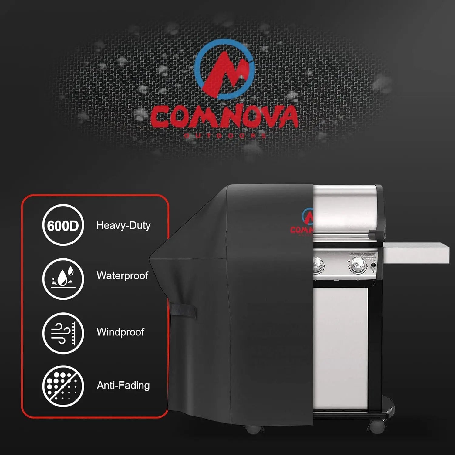 Comnova Grill Cover 55 Inch - 600D BBQ/Barbecue Gas Cover for Outdoor Grill Heavy Duty and Waterproof, Weber, Char-Broil, Nexgrill, Monument, Dyna-glo, Brinkmann and More by GreenHaven Gardens