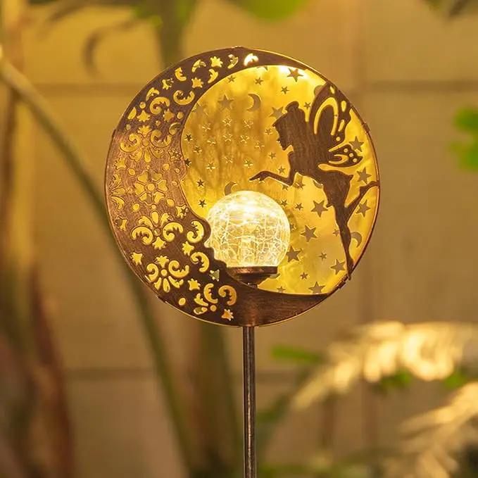 Tryme Solar Fairy Garden Lights - Moon Star Glass Globe Pathway Stake, Waterproof Outdoor Decorative Lights for Patio, Yard, Lawn by GreenHaven Gardens