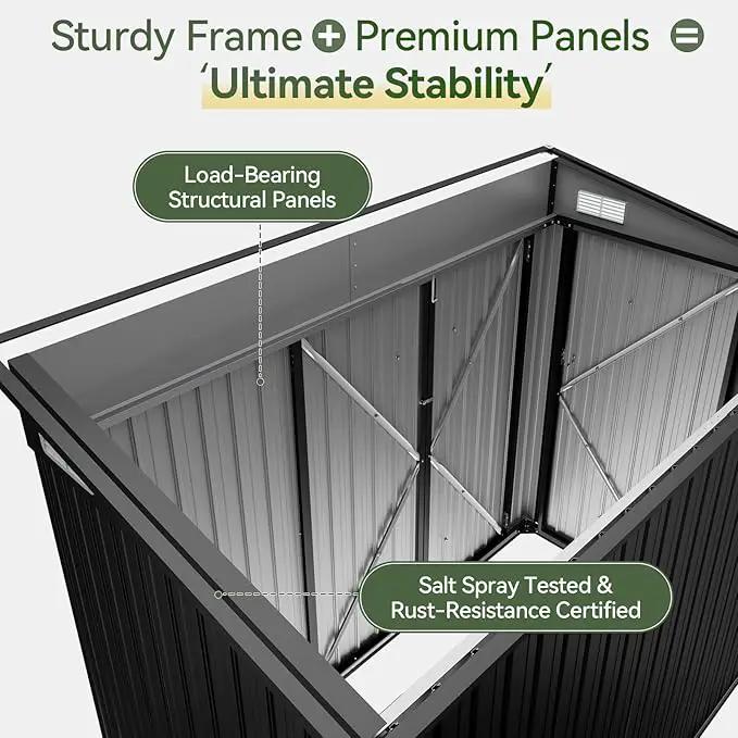 Aoxun 7' x 4' Shed 140 CU.FT Outdoor Waterproof Storage Shed with Triple Lockable Door Garden Metal Tool Shed for Outside by GreenHaven Gardens