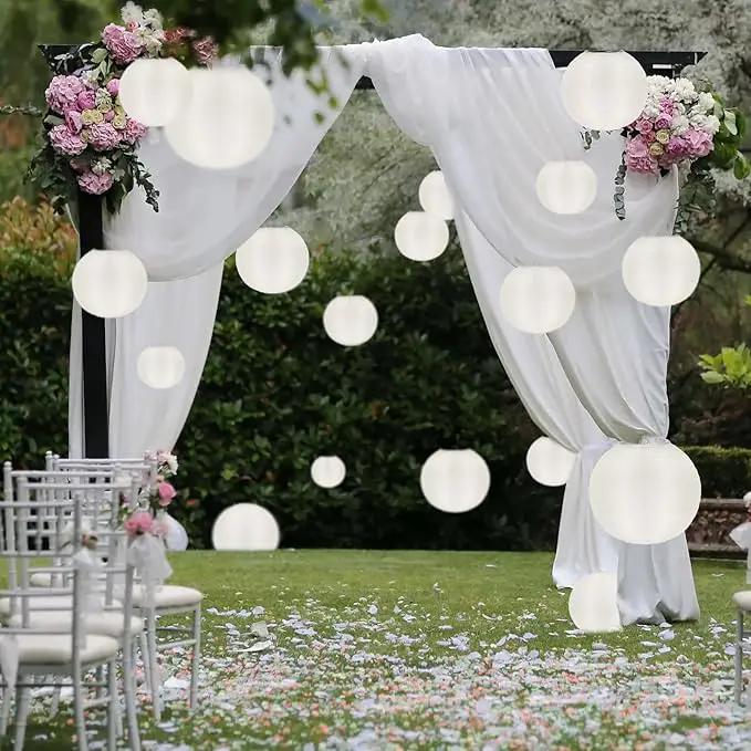 20 Pack White Outdoor Silk Lanterns Decorative, 10inch Waterprooof Outside Indoor Chinese Hanging Round Lanterns for Weddings, Birthdays, Parties Decoration (White) by GreenHaven Gardens