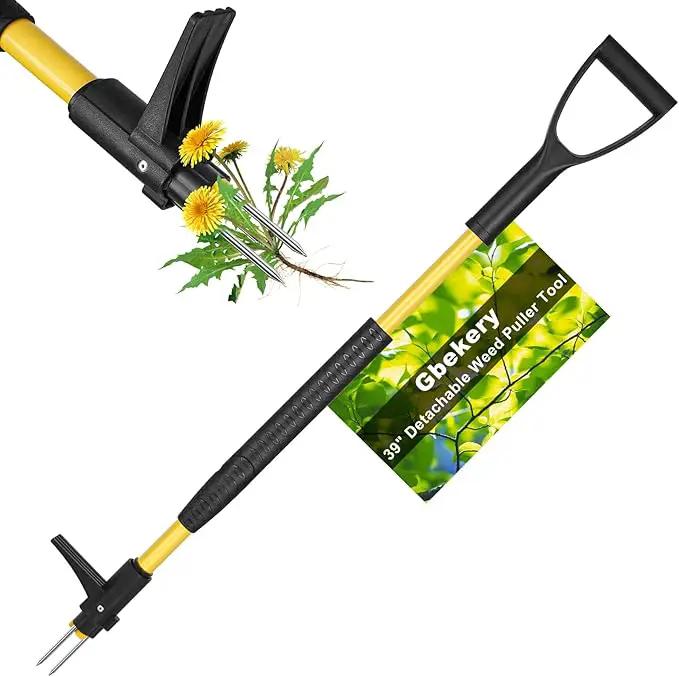 39" Stand Up Weed Puller Tool - Heavy Duty Detachable 3-Claw Weeder with Ergonomic Long D-Handle | Tools for Effortless Garden Weed Removal (Dandelions, Thistles & More) by GreenHaven Gardens