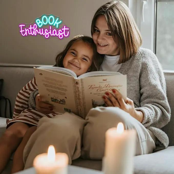 Book Enthusiast Neon Sign Wall Decor,Neon Light Bedroom Wall Decor Suitable Indoor Light for Classroom Book Party Library Reading Room Decoration Bookish Gifts by GreenHaven Gardens