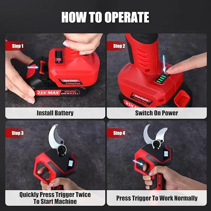 (Upgraded Version) Electric Pruning Shears, 2 Inch (50mm) Cutting Diameter Brushless Motor Cordless Pruning Shears with LED Display, Battery Pruners with Replacement SK7 Blades, 2Pcs Batteries by GreenHaven Gardens
