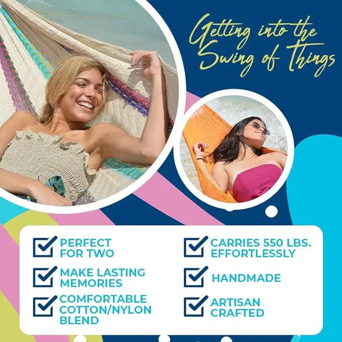 Handmade Hammocks - Hammocks Rada Handmade Yucatan Hammock - Artisan Crafted in Central America - Fits Most 12 Ft. - 13 Ft. Stands - Carries Up to 330 Lbs. - Single Size - Tequila by GreenHaven Gardens