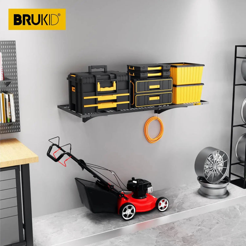 1.64x4ft Adjustable Rail Wall Garage Storage Shelf, for Tool Room, Storage Room, Store Supermarket Wall Storage Shelving Rack (1 Pack-Black) by GreenHaven Gardens