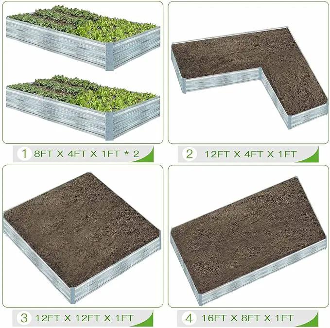 Galvanized Raised Garden Beds for Vegetables Large Metal Planter Box Steel Kit Flower Herb (8 x 4 x 1 ft * 2 Pack, Galvanized) by GreenHaven Gardens