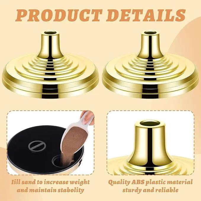 Leinuosen 4 Pcs Flag Holder Stand FlagPole Stand Flag Pole Base for Indoor Outdoor 1.3/1.1 Inch Diameter Flagpole Garden House Classroom Churches Meeting Party Flags Banner(Gold) by GreenHaven Gardens