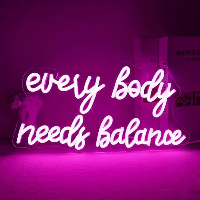 WLHOPE Every Body Needs Balance Neon Sign, Dimmable LED Neon Signs For Wall Decor,Connectivity Via USB Personalized Neon Signs,Spa Salon Led Light, Massage Neon Light, For Bedroom Living Room Decorate by GreenHaven Gardens