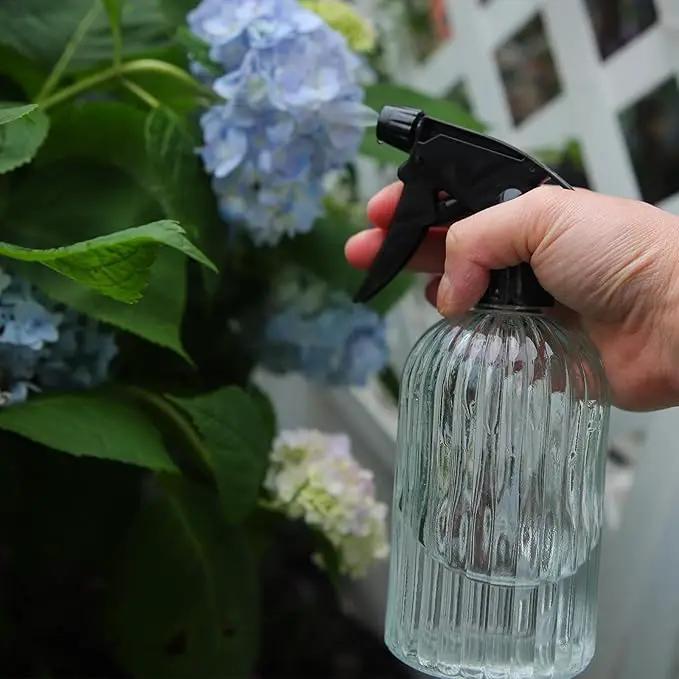 OFFIDIX Watering Can for Indoor Plants,Long Spout Metal Stainless Steel 21 oz/600 ml Watering Can with 14 oz/400ml Glass Plant Mister Spray Bottle for House Plant Bonsai by GreenHaven Gardens