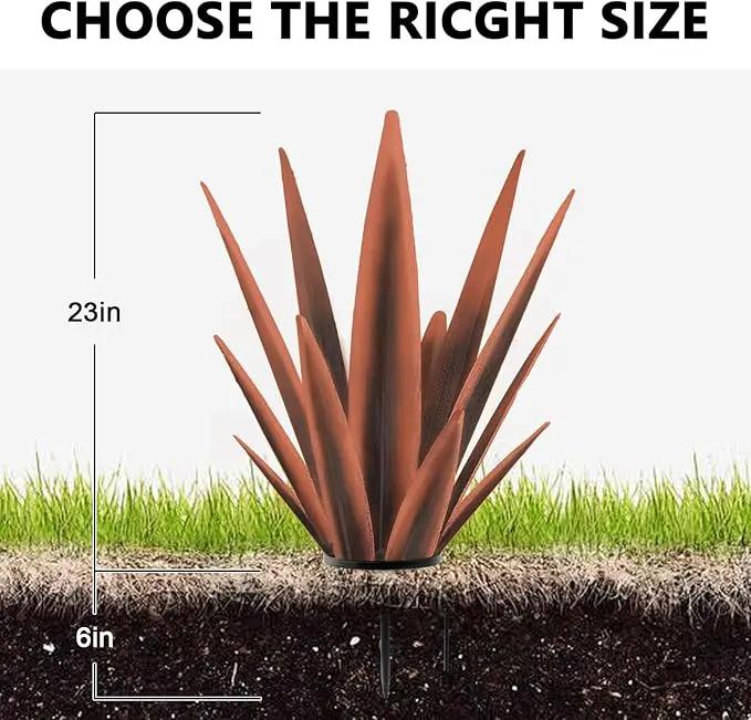 Enlarge Metal Plants Tequila Rustic Sculpture, Outdoor Patio Yard, Home Decor Hand Painted Agave Garden Statue, Outdoor Lawn Ornaments Yard Stakes for Mom Gift (1 Large coppery) by GreenHaven Gardens
